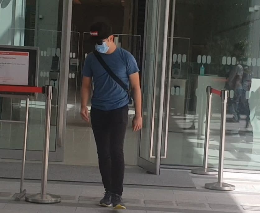 Ryan You Jun Chao leaving the State Courts on Friday (28 January). (Photo: Wan Ting Koh/Yahoo News Singapore)