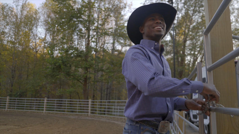 This image released by Amazon Prime Video shows Ezekiel "Zeke" Mitchell in a scene from the series "The Ride." (Amazon Prime Video via AP)