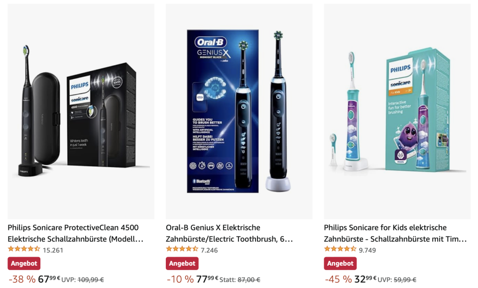 Elektrische Zahnbürsten im Sale bei Amazon. (Bild: Amazon)