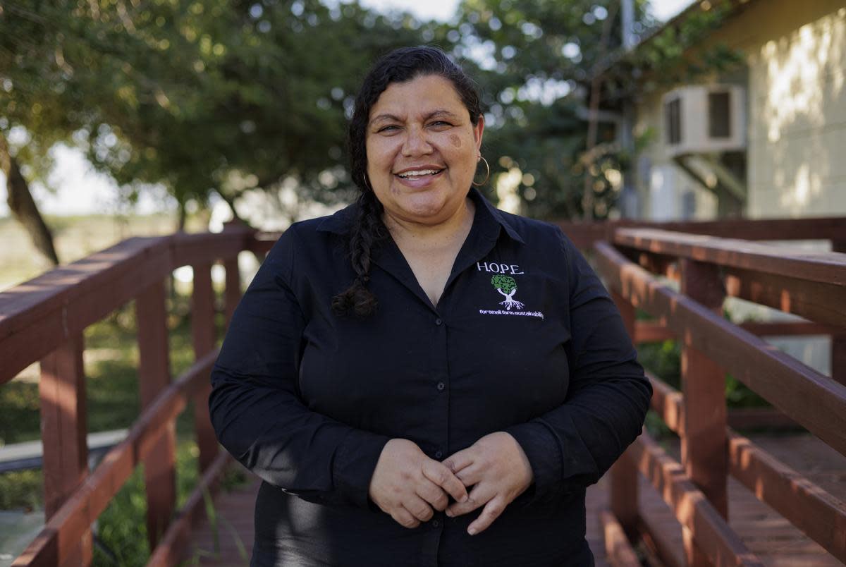 Diana Padilla at Yahweh’s All Natural Farm and Gardens in Harlingen on June 15, 2024. Diana and her husband Saul Padilla own Yahweh’s and the non-profit HOPE (Holistic Organic Practical Education for small farm sustainability).