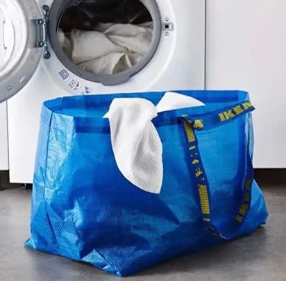 Move any stuff that's in the way into these three IKEA bags while you clean