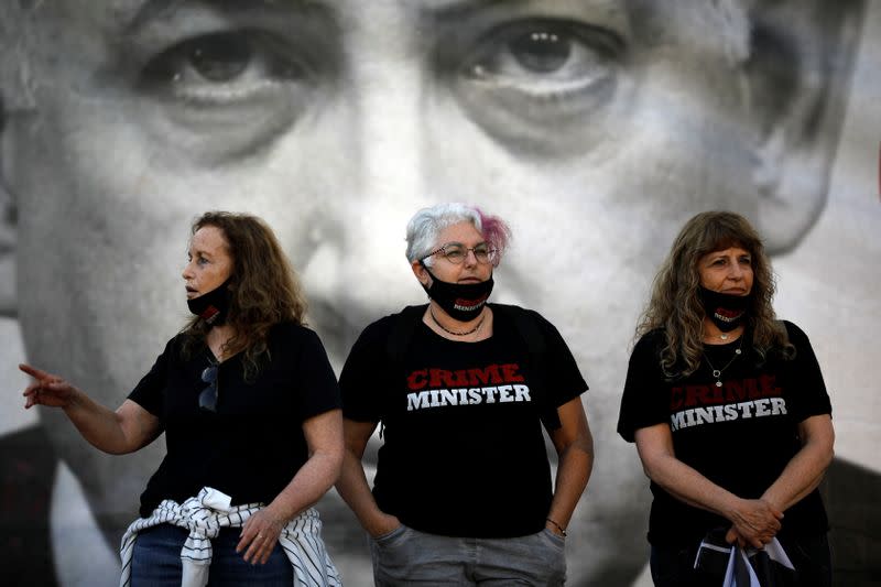 Protest against Israeli PM Netanyahu's plan to annex parts of West Bank, in Tel Aviv