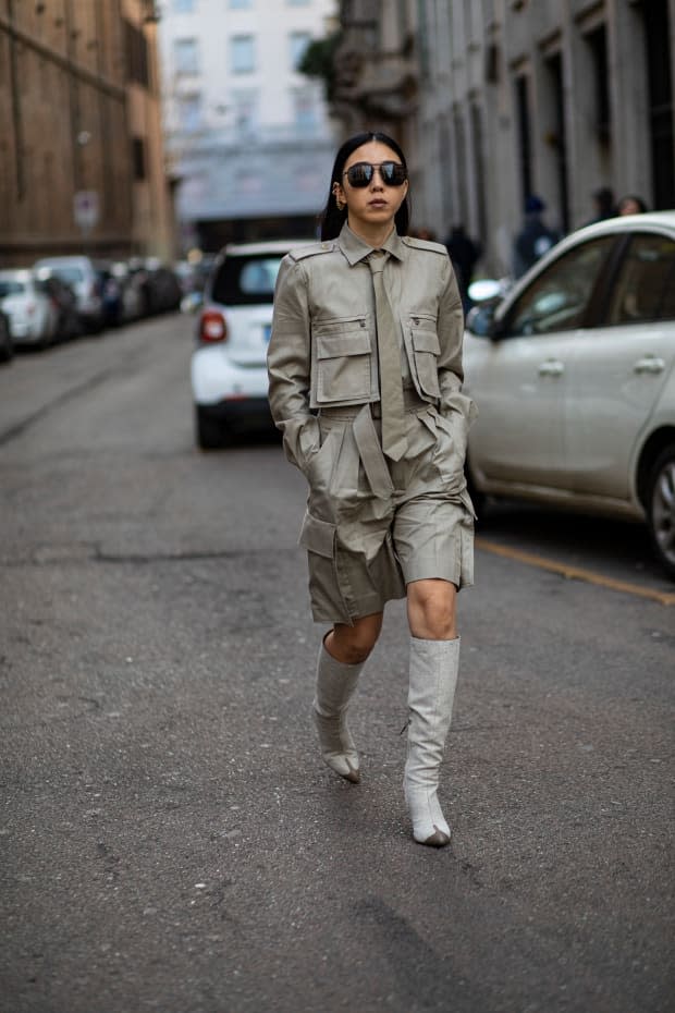 <p>On the street at Milan Fashion Week Fall 2020. </p>