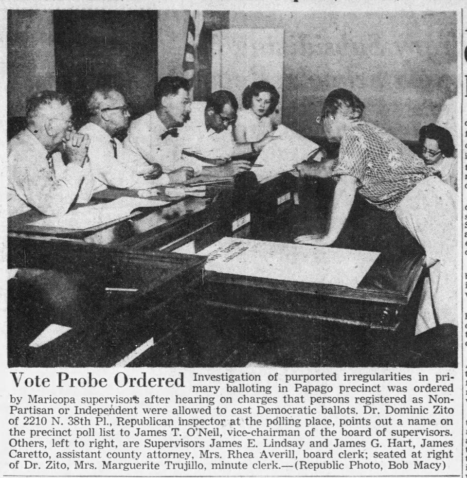 Marguerite Trujillo, far right, appeared in The Arizona Republic on Sept. 21, 1954.