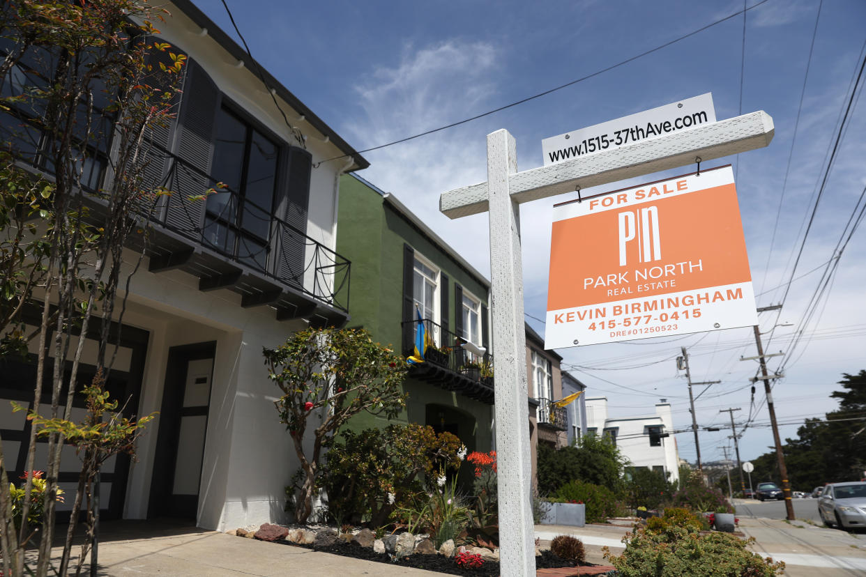 A for sale sign is posted in front of a home that is listed for over $1 million on April 29, 2022 in San Francisco, California. According to a list compiled by the Inspection Support Network, California's San Francisco Bay Area tops the U.S. in million-dollar home sales with 61% of homes in the San Jose area and 49% of homes in San Francisco/Oakland/Berkeley selling over $1 million (Credit: Justin Sullivan, Getty Images)