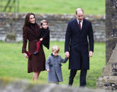 <p>All eyes were no doubt on Prince William and Duchess Kate when they attended Christmas church service with their adorable tots, Prince George and Princess Charlotte. (Photo: Andrew Matthews – WPA Pool/Getty Images) </p>