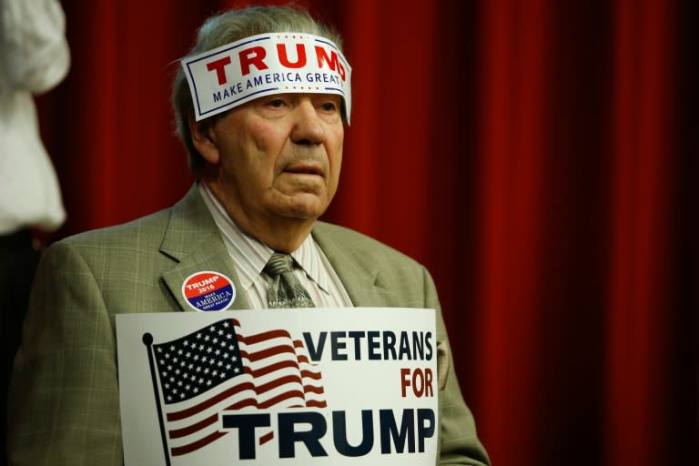 A supporter of Republican presidential candidate Donald Trump attends a fundraising event in Lawrenceville, New Jersey