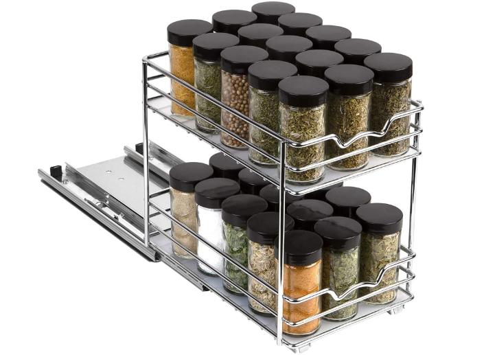 All of your spices can be easily accessible in one convenient place thanks to this pull-out spice rack. (Source: Amazon)