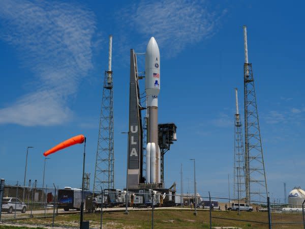 A United Launch Alliance (ULA) Atlas V rocket rolls from the Integration Facility to Launch Complex 41 at the Cape Canaveral Space Force Station, Florida on Saturday July 27, 2024. The Atlas will launch the 100th and final National Security payload for the USSF. Photo by Joe Marino/UPI