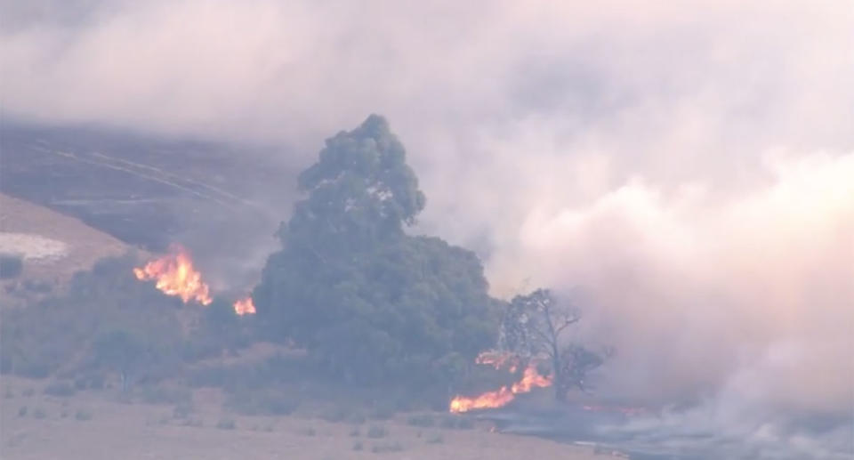 A bushfire is pictured at Baldivis.