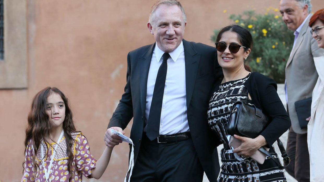 Mandatory Credit: Photo by Grzegorz Galazka/Sipa/Shutterstock (5697050f)Valentina Paloma Pinault, Francois-Henri Pinault, Salma HayekPontifical Foundation Scholas 'A Wall A Bridge' seminar, The Vatican, Rome, Italy - 29 May 2016.