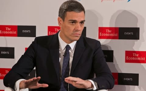 Pedro Sanchez says Spain will vote against the divorce agreement if Gibraltar's future isn't considered a bilateral issue between London and Madrid - Credit: Fernando Calvo/Spanish government pool