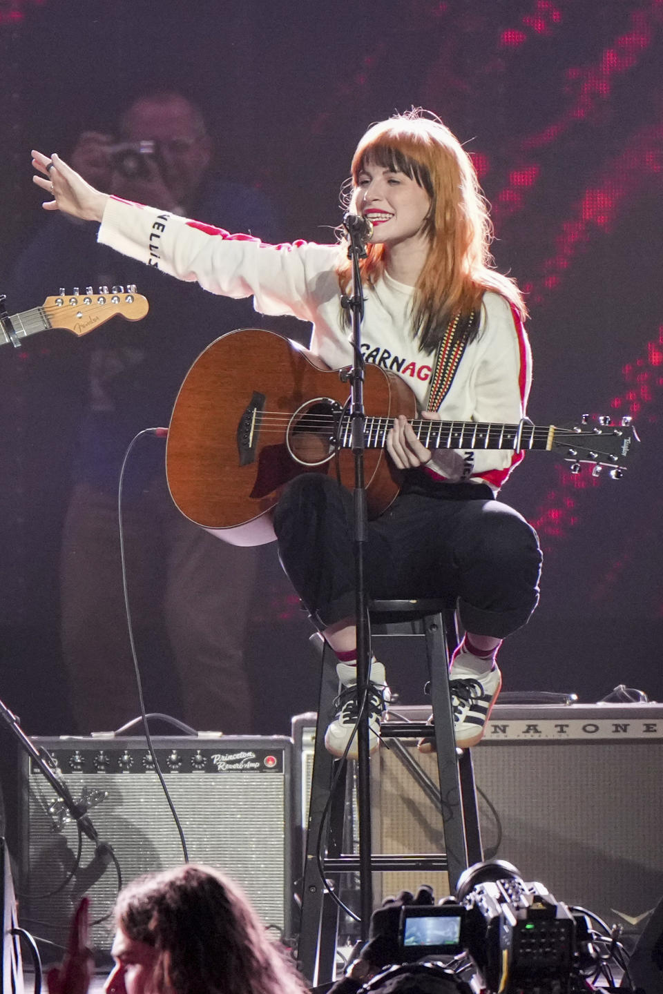 Hayley Williams performs at "Love Rising," a benefit concert for the Tennessee Equality Project, Inclusion Tennessee, OUTMemphis and The Tennessee Pride Chamber, on Monday, March 20, 2023, at the Bridgestone Arena in Nashville, Tenn. (Photo by Ed Rode/Invision/AP)