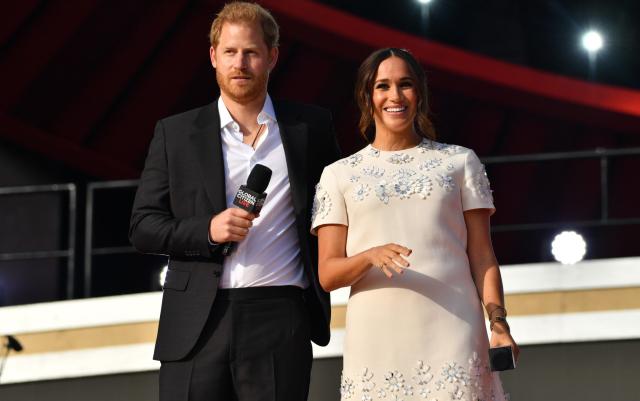 The Duke and Duchess of Sussex on stage at Global Citizen Live in New York - NDZ/Star Max/GC Images