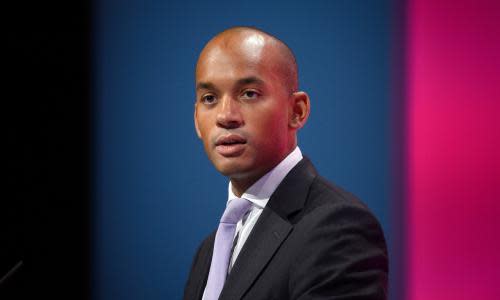 BRITAIN-POLITICS-LABOUR<br>Britain's Shadow Business Secretary Chuka Umunna addresses delegates during the second day of the Labour Party conference in the main hall of Manchester Central, in Manchester, on September 22, 2014. AFP PHOTO/LEON NEAL (Photo credit should read LEON NEAL/AFP/Getty Images)