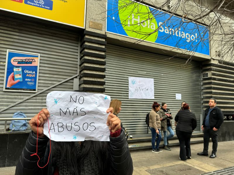 Walmart Chile's workers union on strike, in Santiago