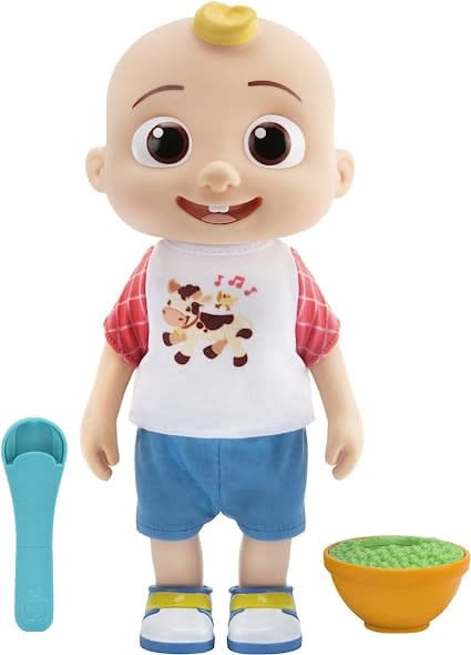 cocomelon jj doll wearing shirt and shorts