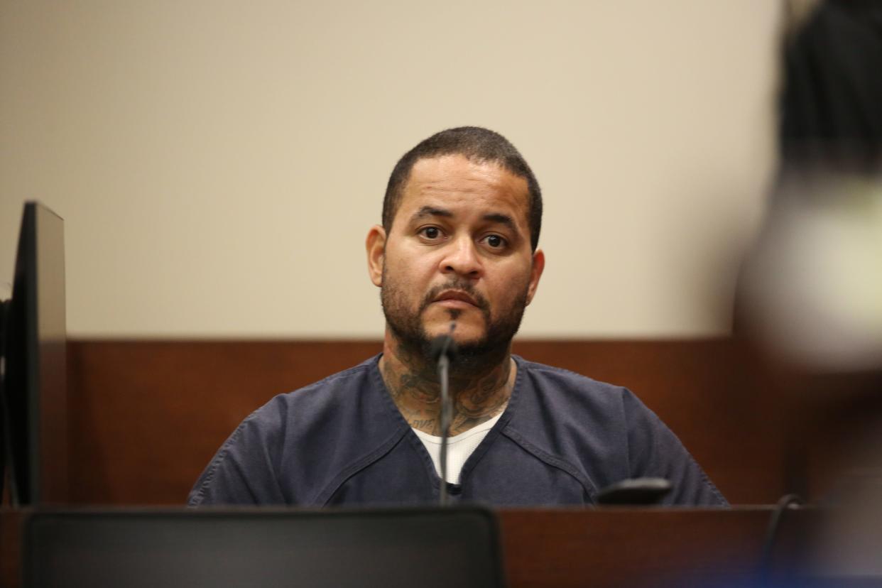 Luis Rivera, one of the two hitmen convicted of killing Dan Markel, takes the witness stand, Oct. 27, 2023, during Charlie Adelson’s murder trial.