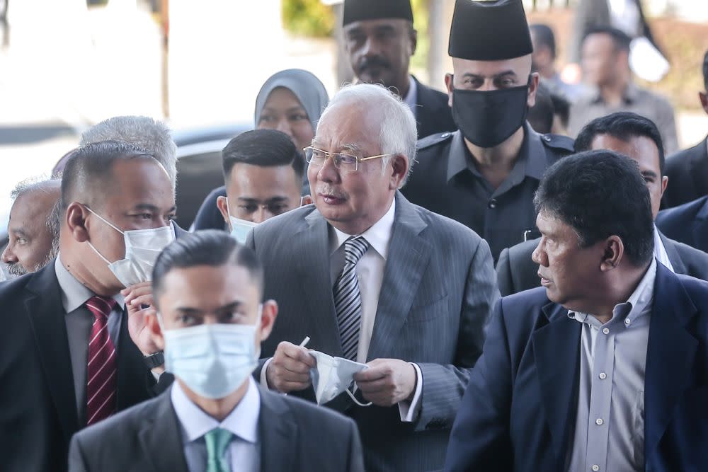 Datuk Seri Najib Razak is pictured at the Kuala Lumpur High Court July 1, 2020. — Picture by Firdaus Latif