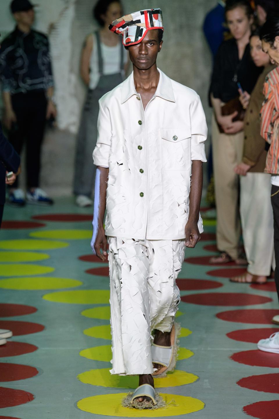 Marni’s Francesco Risso strung a fishing net from the ceiling of his Spring 2020 Menswear venue, then filled with plastic and trash collected from the ocean. It was a prescient reminder of fashion’s role in the problem before the show even began (where models wore hats and brooches made out of similar debris). “We are here today to confirm our position in the world and to move towards action,” he said. “Let’s be vocal about our beliefs.”