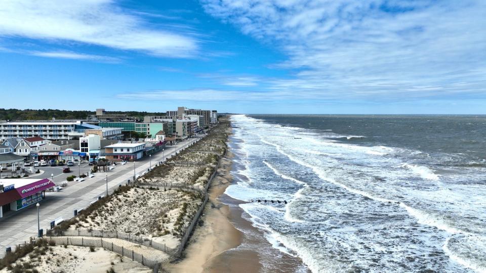 A view of Rehoboth Beach looking north May 9. The Delaware beaches were affected by a coastal storm May 7 and 8, 2022.