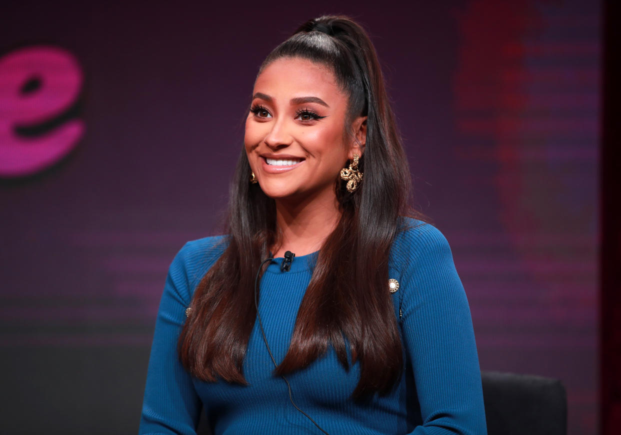 BEVERLY HILLS, CALIFORNIA - JULY 26: Shay Mitchell of 'Dollface' speaks onstage during the Hulu segment of the Summer 2019 Television Critics Association Press Tour at The Beverly Hilton Hotel on July 26, 2019 in Beverly Hills, California. (Photo by Rich Fury/Getty Images)