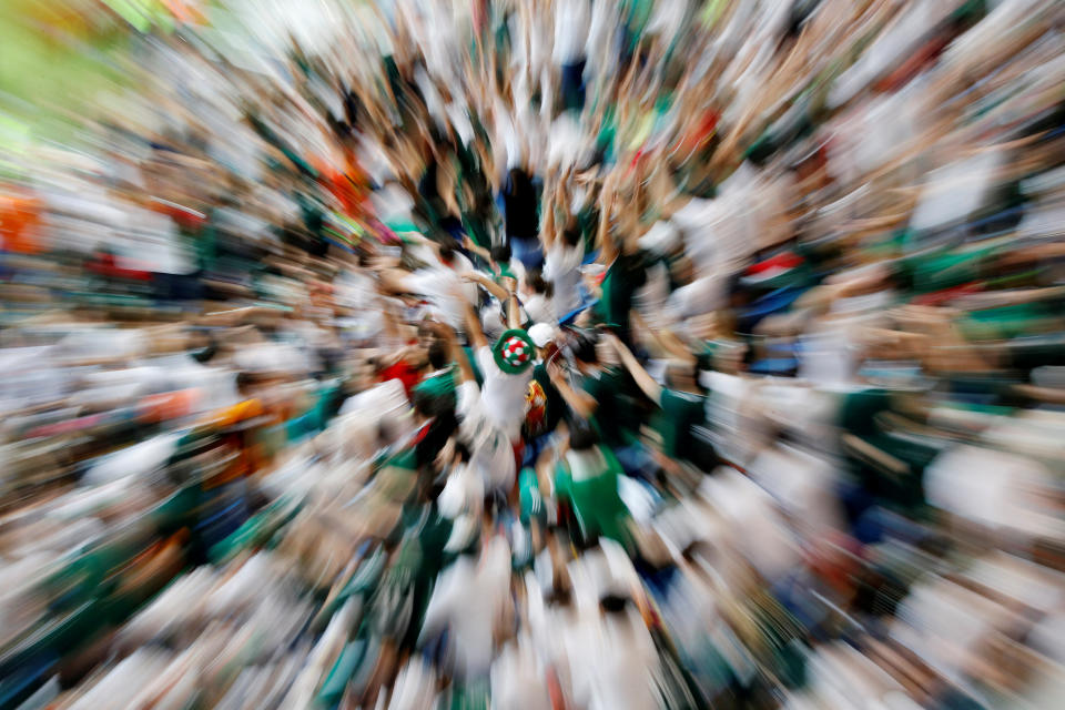 <p>Mexico fans celebrate. </p>