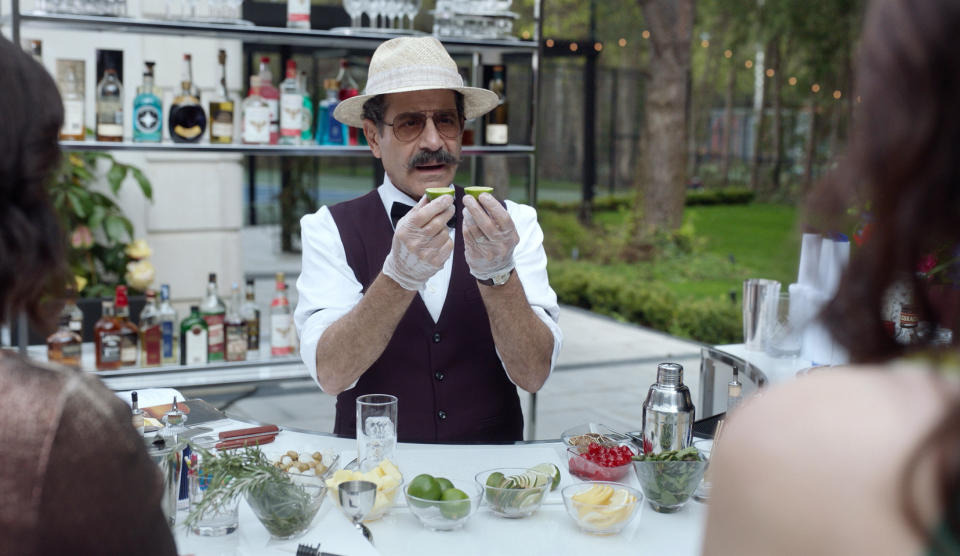 This image released by Peacock shows Tony Shalhoub as Adrian Monk in a scene from "Mr. Monk’s Last Case: A Monk Movie." (Peacock via AP)