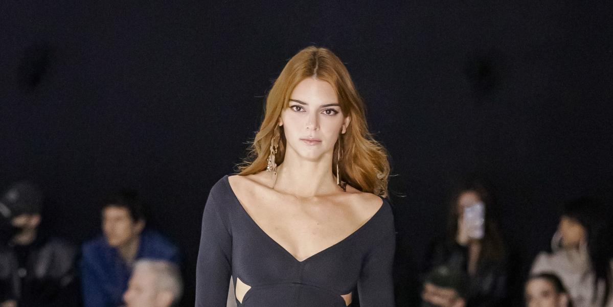 Kendall Jenner Shows Off Her New Auburn Hair In Black Cut-Out Dress At  Paris Fashion Week