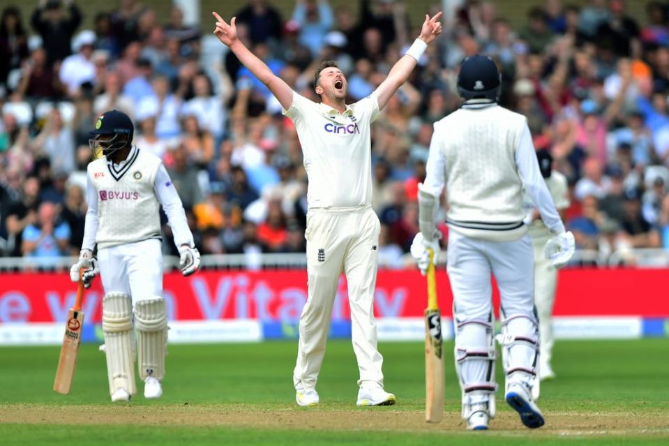 Ollie Robinson celebrates his fifth wicket  (Getty Images)
