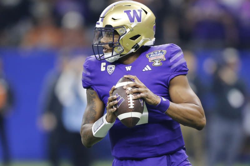 Washington Huskies quarterback Michael Penix Jr. led the nation with 4,903 passing yards in 2023-24. File Photo by AJ Sisco/UPI