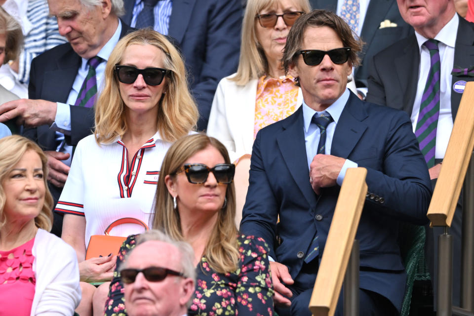 Julia Roberts and Daniel Moder in Gucci, Tenniscore and Polo dresses at Wimbledon on July 14 in London