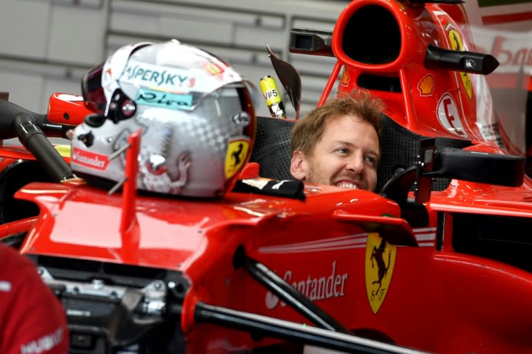 Ferrari's driver Sebastian Vettel at the Sochi Autodrom circuit on April 27, 2017