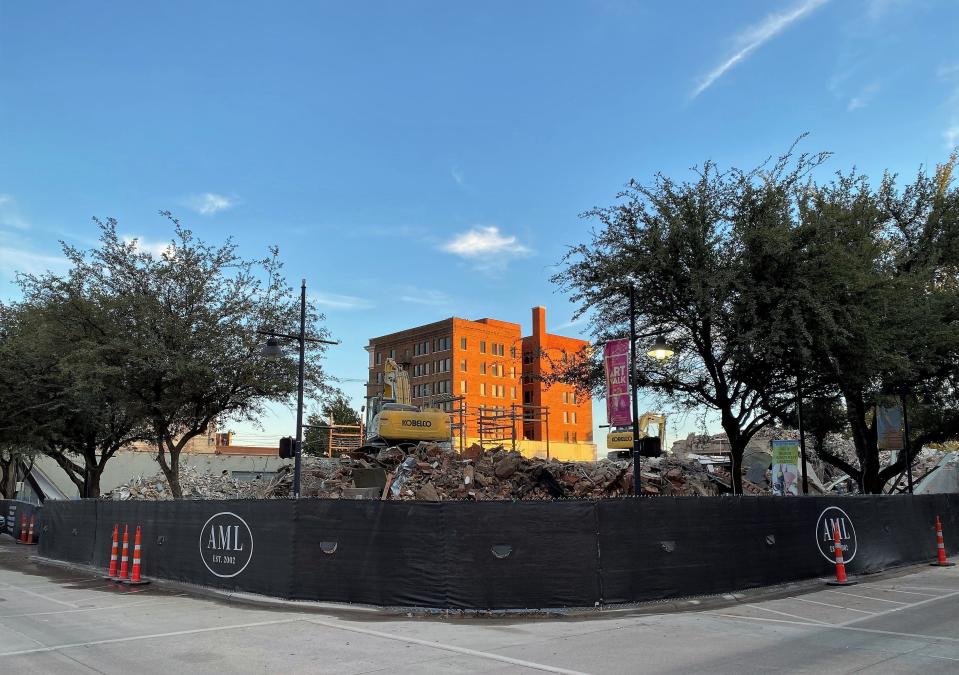 On Wednesday, the northwest corner of the Abilene Reporter-News building came down, leaving a clear view of the Alexander Building from the corner of North Second and Cypress streets. All that remains is rubble to be cleared from the site.