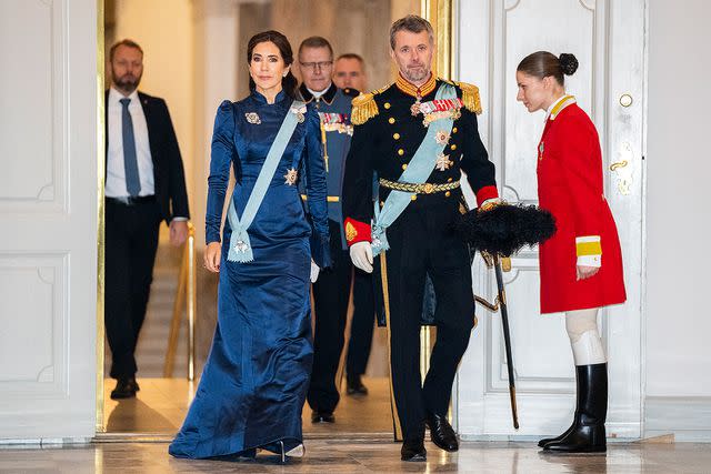 <p>IDA MARIE ODGAARD/Ritzau Scanpix/AFP via Getty Images</p> Crown Princess Mary and Crown Prince Frederik of Denmark on Jan. 3, 2024