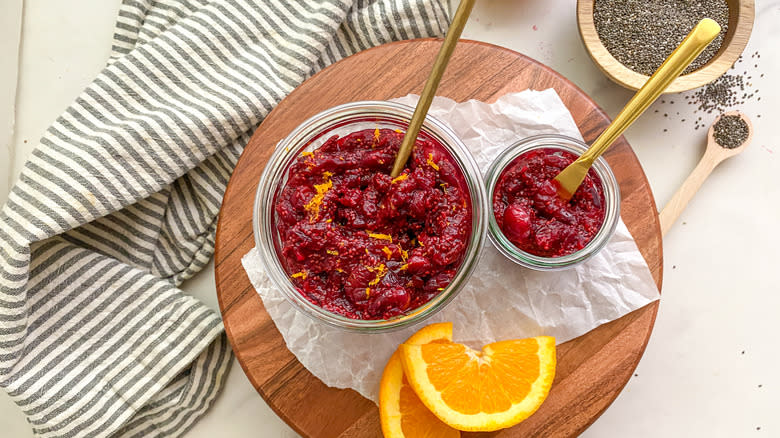 jars of chia cranberry jam