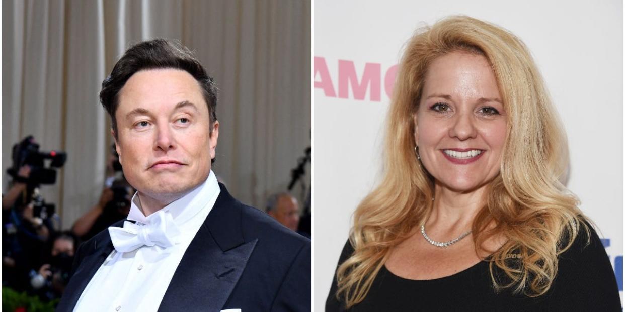 Elon Musk (left) at the MET Gala and Gwynne Shotwell at the 6th Annual Women Making History Awards