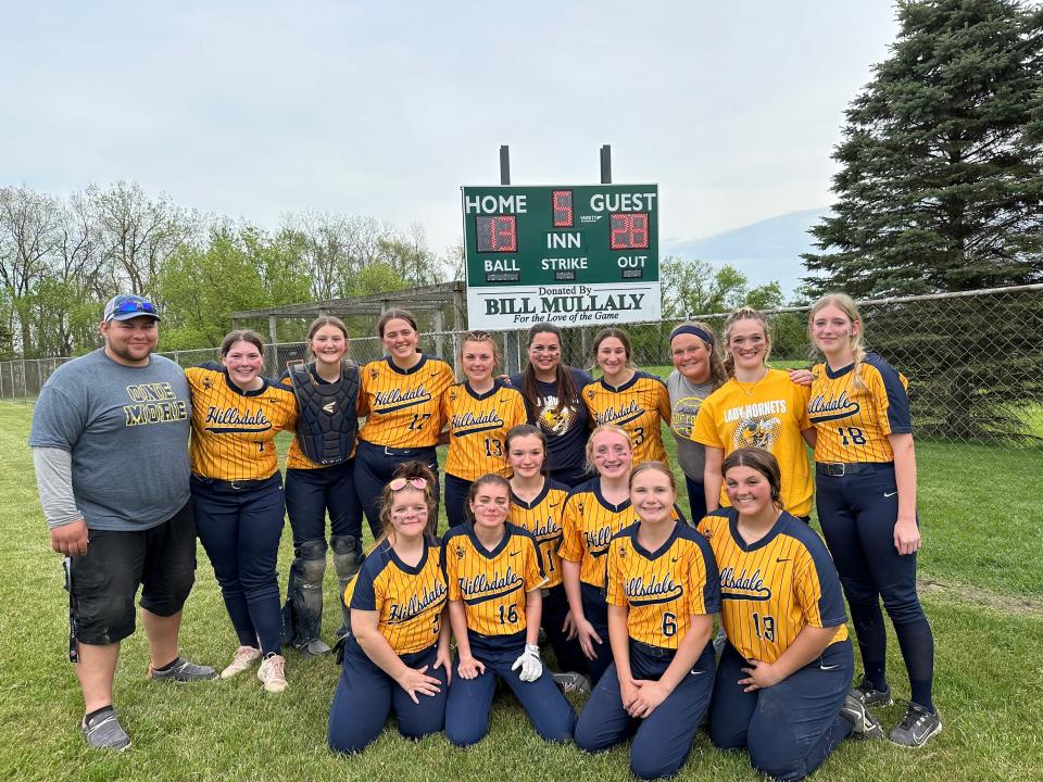 Hillsdale varsity softball picked up their first win of 2024 with a 28-13 win over North Adams-Jerome.