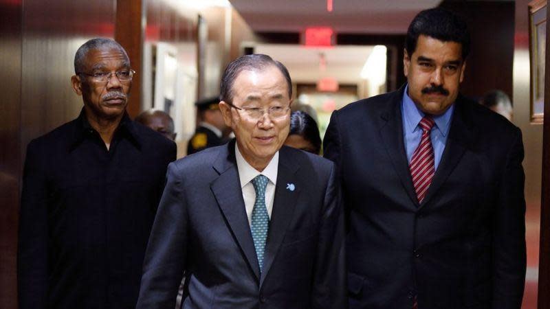 Representantes de Venezuela y Guyana en la ONU. 