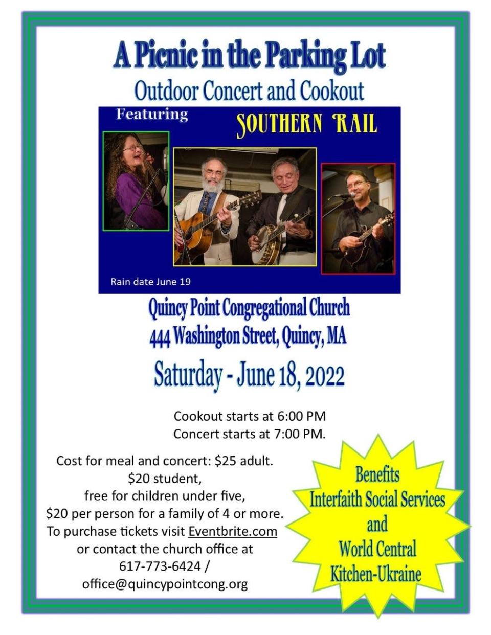The flyer for the 2022 Quincy Point Congregational Church Picnic on Saturday, June 18, 2022.