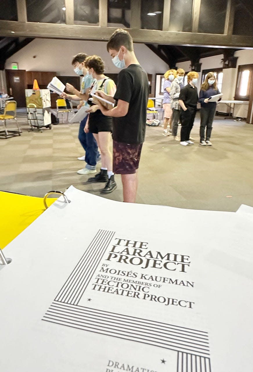 Actors with Stages Bloomington rehearse scenes from "The Laramie Project" on Sept. 12 in Bloomington ahead of the performances on Oct. 6-8 at the Buskirk-Chumley Theater.