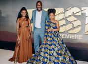 <p>Iyana Halley, Idris Elba and Leah Jeffries go glam for the world premiere of <em>Beast </em>at The Museum of Modern Art in N.Y.C. on Aug. 8.</p>