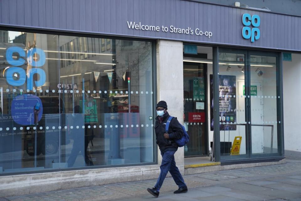 The Co-Op store on The Strand which was allegedly visited by a person with a suitcase to purchase wine for a party being held in Downing Street (Stefan Rousseau/PA) (PA Wire)