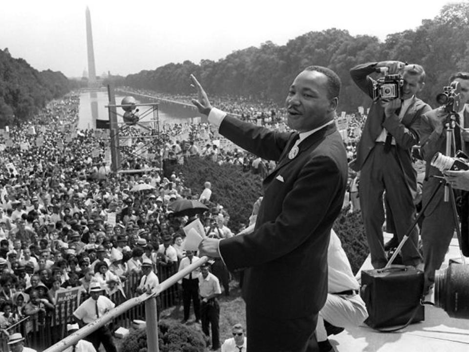 Martin Luther King: Martin Luther King Jr en el Lincoln Memorial en 1963 (AFP/Getty)