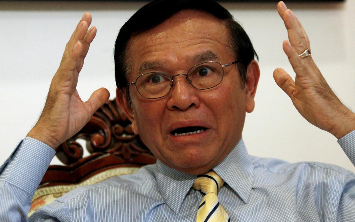 Kem Sokha, leader of the Cambodia National Rescue Party (CNRP), gestures during an interview with Reuters  - REUTERS