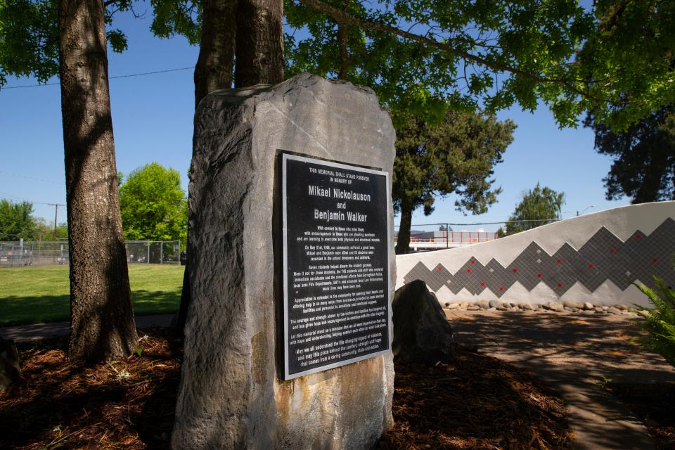 The Thurston Memorial next to Thurston High School remembers the victims and the emergency responders to the shooting in 1998.