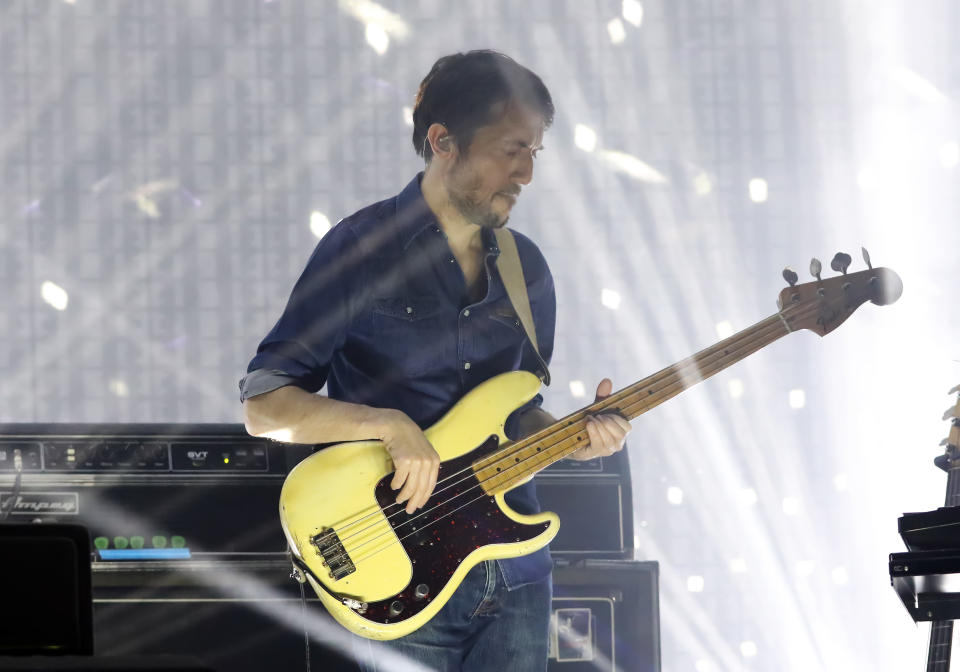 Colin Greenwood of the band Radiohead is seen performing at the AmericanAirlines Arena on March 30, 2017 in Miami, Florida.  (Photo by Alexander Tamargo/Getty Images)