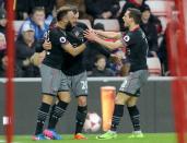 <p>Saints celebrate goal 2-0 up</p>