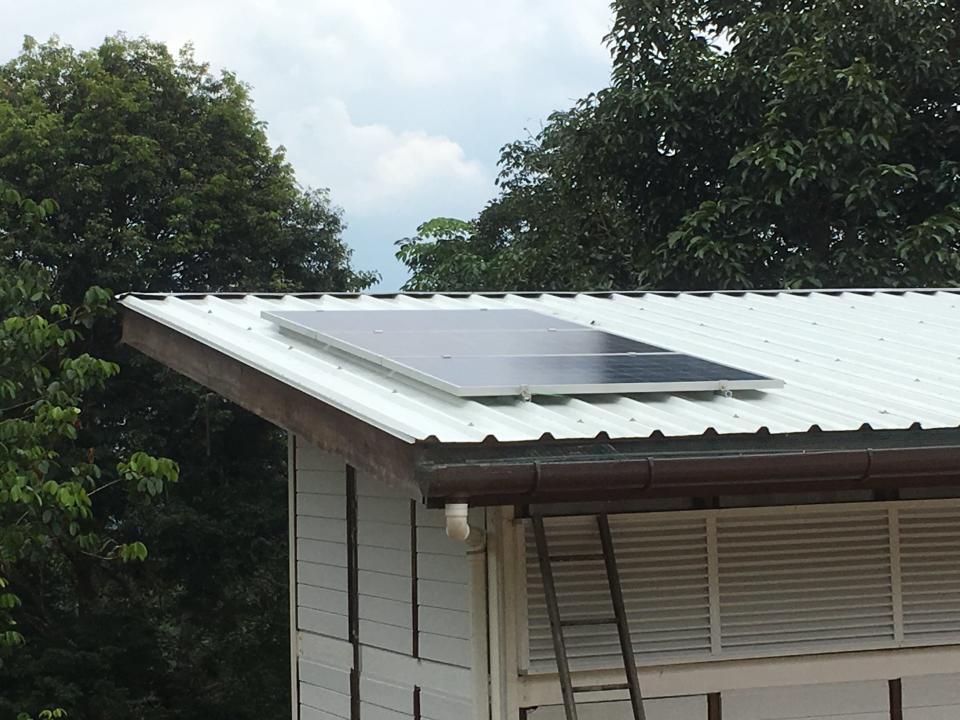 Solar panels on the roof.