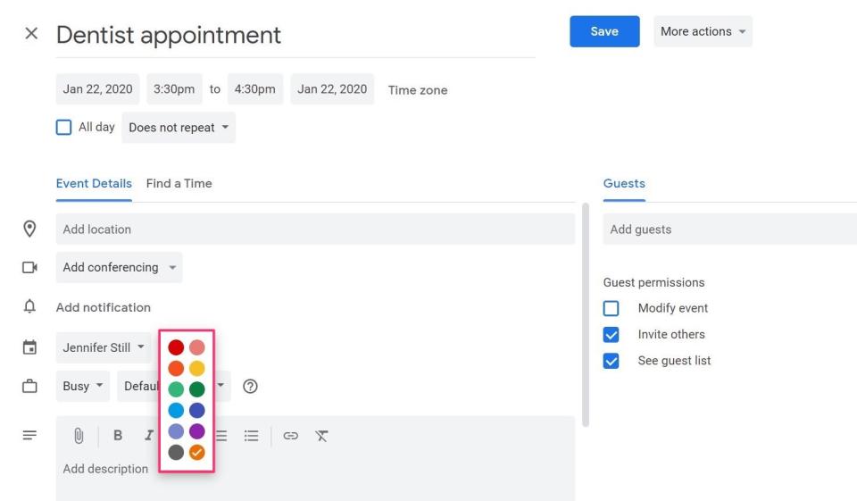 How to change colors on Google Calendar